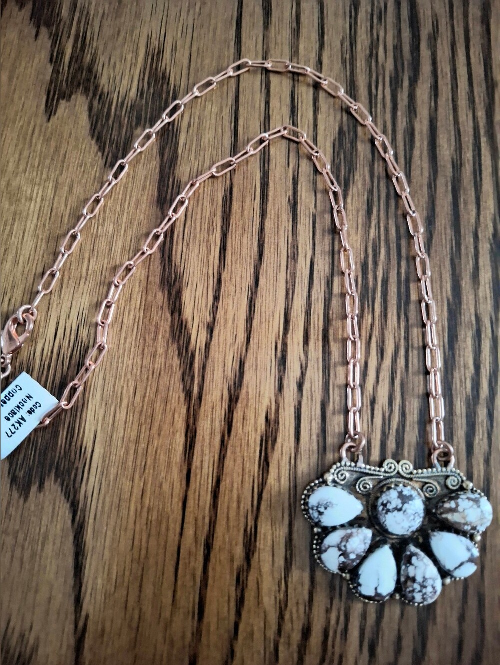 Wild Horse Cluster Pendant Necklace With Copper Paperclip Chain